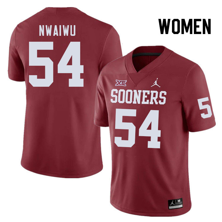 Women #54 Febechi Nwaiwu Oklahoma Sooners College Football Jerseys Stitched-Crimson